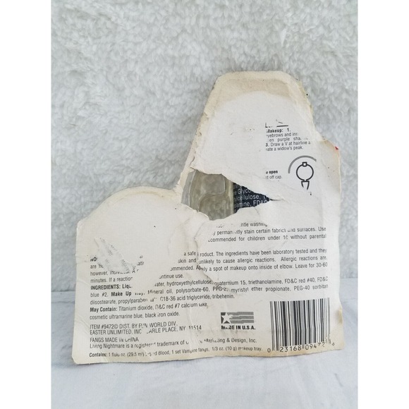 Fun World Living Nightmare Theatrical Blood for Night Stalker Make up No Fangs - Picture 5 of 8